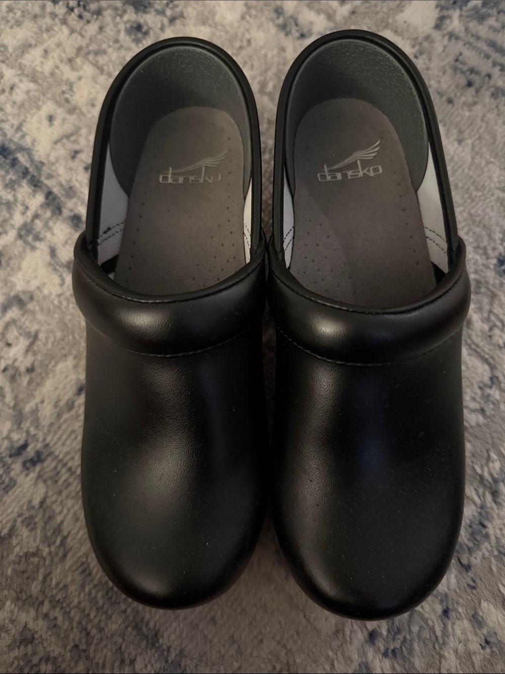 Dansko Black Leather Slip-On Clogs. Size 37